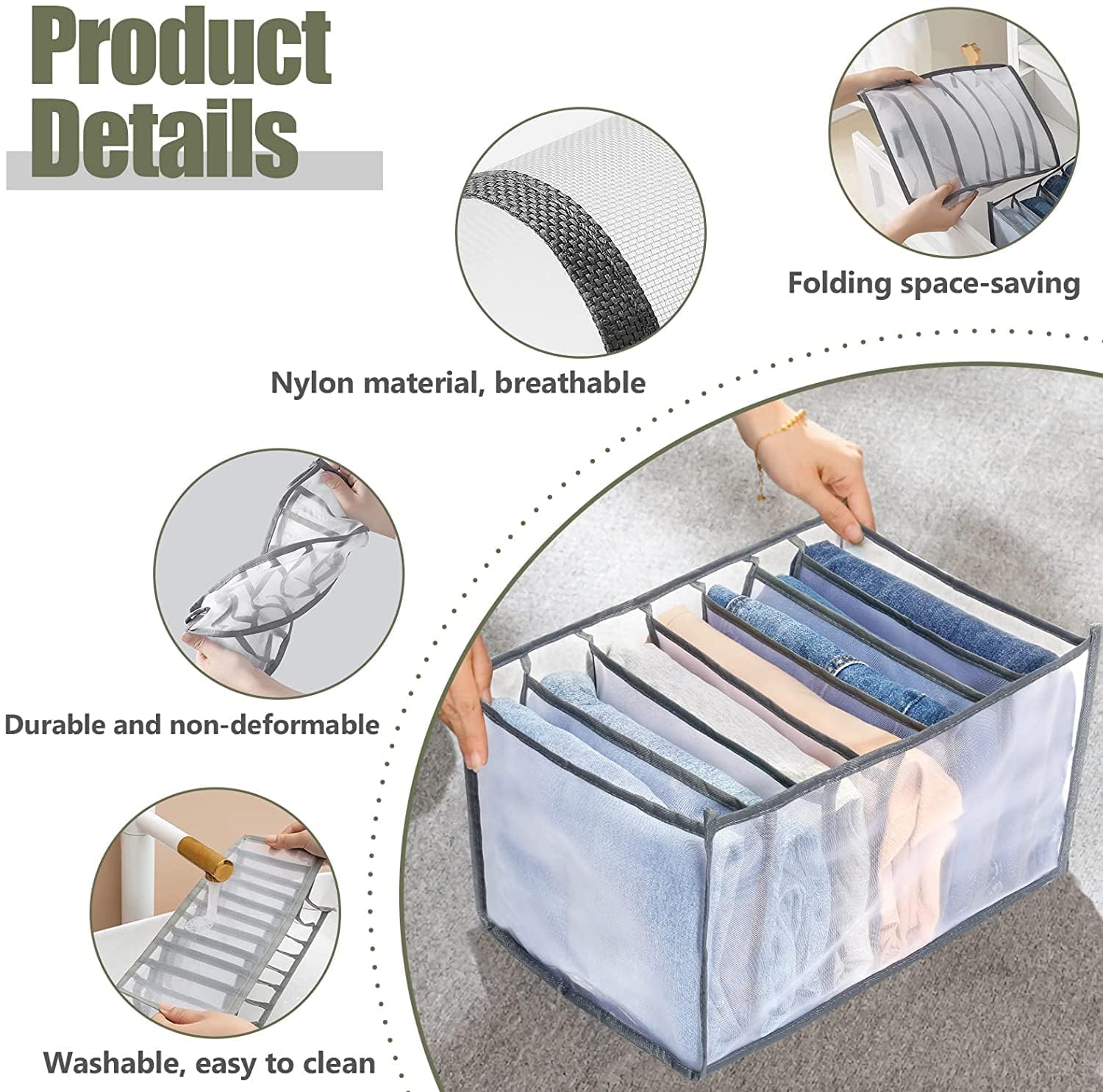 4069 Clothes Organizer +7 Grid, Drawer Wardrobe Clothes Organizer, Jeans Closet Cabinet Organizers, Portable Foldable Storage Containers DeoDap 4069 Clothes Organizer +7 Grid, Drawer Wardrobe Clothes Organizer, Jeans Closet Cabinet Organizers, Portable Foldable Storage Containers DeoDap